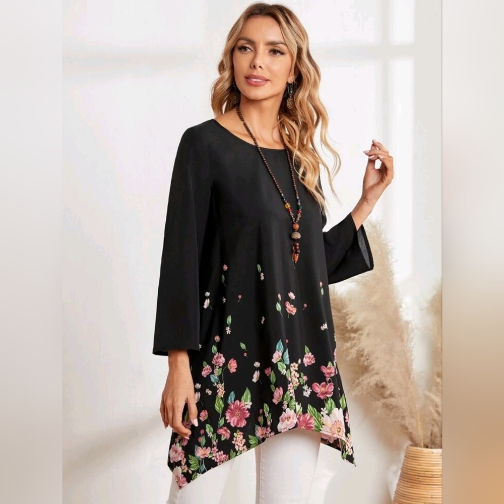 Boho Floral Tunic Blouse